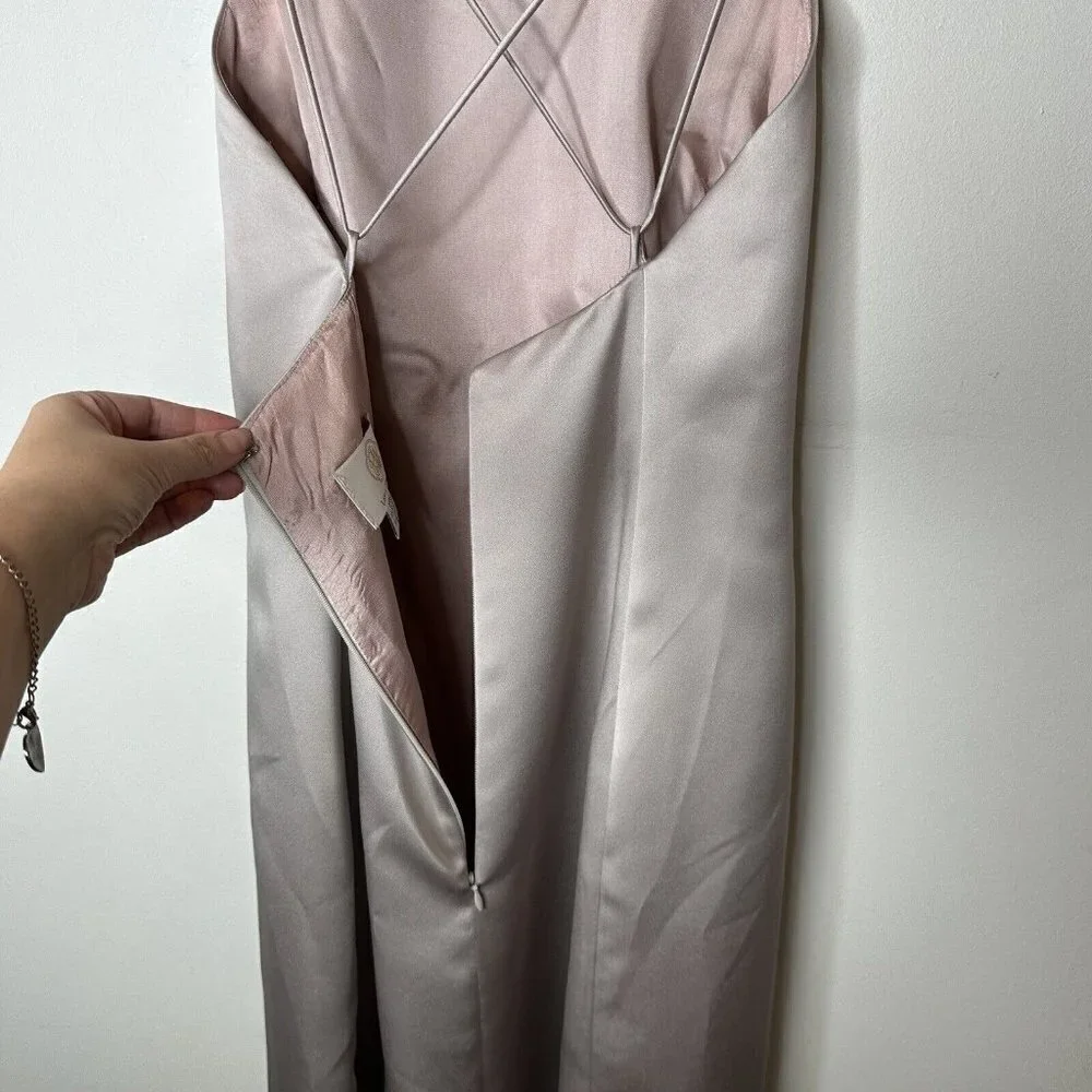 Vera Wang Womens Sleeveless Taupe Maxi Formal Gown 8 Bride Wedding Bride - Picture 7 of 14